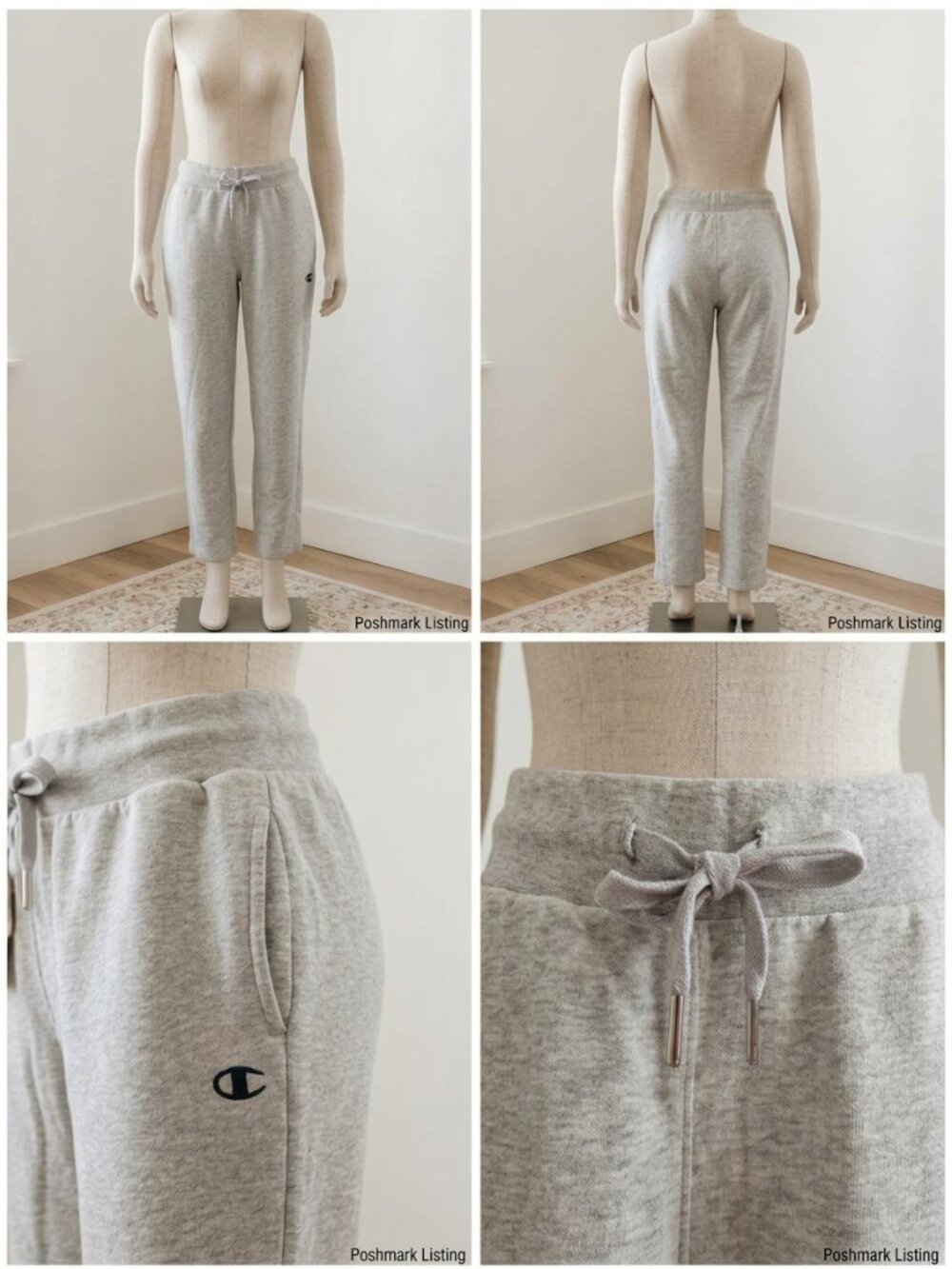 Champion Women's Heather Grey Drawstring Jogger Sweatpants - Small